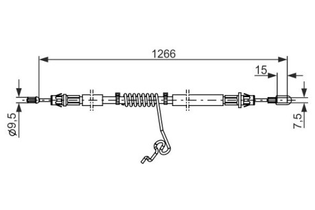 Трос ручника (задний) (R) Ford Transit 06-14 (1266/1066mm) bosch 1 987 482 281