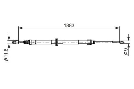 Трос ручника (задній) Renault Megane III 08- (1883/1062mm) bosch 1 987 482 302