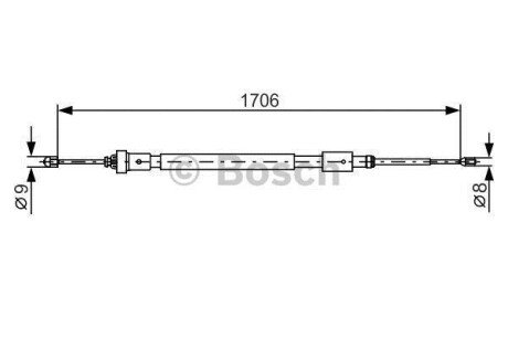 Трос ручника (задній) Citroen C3 II 09- (1706/879mm) bosch 1987482316