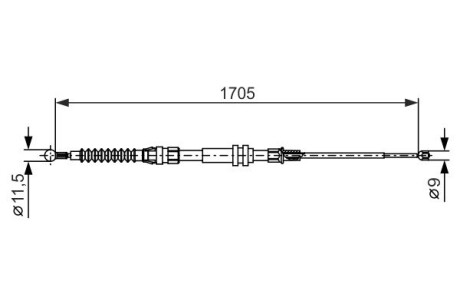 Трос ручника (задний) VW Caddy 04-15 (L=1705mm) bosch 1 987 482 377