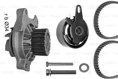 VW К-кт ГРМ (помпа + ремінь + ролик) TRANSPORTER IV 2.4 D 97-03 bosch 1987948875