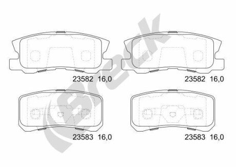 Колодки гальмівні (задні) Mitsubishi Outlander/Lancer/Pajero 00- breck 23582 00 702 00