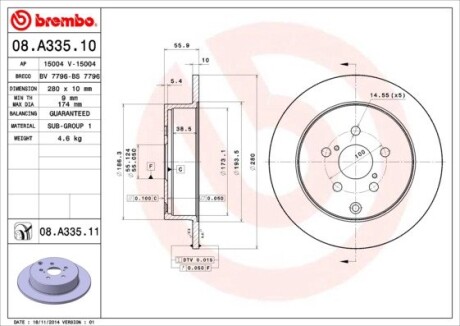 Гальмівний диск brembo 08.A335.10