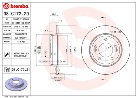 Гальмівний диск brembo 08.C172.21