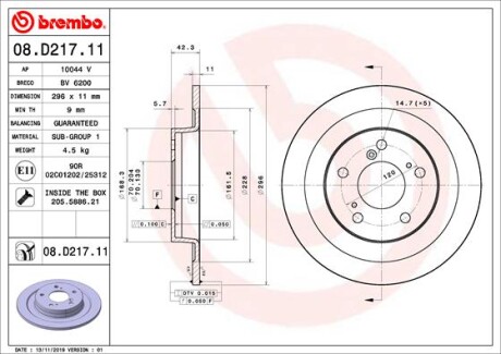 Гальмівний диск brembo 08.D217.11