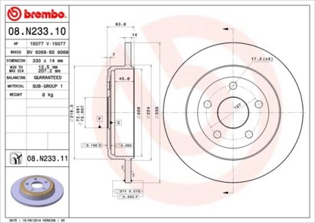 Гальмівний диск brembo 08.N233.11