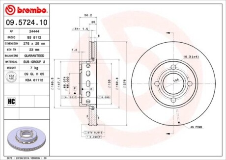 Гальмівний диск brembo 09.5724.10