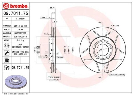 Гальмівні диски brembo 09.7011.75