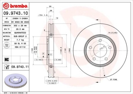 Гальмівний диск brembo 09974311 (фото 1)