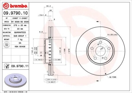 Гальмівний диск brembo 09.9790.11