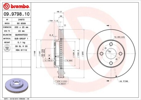 Гальмівний диск brembo 09.9798.10