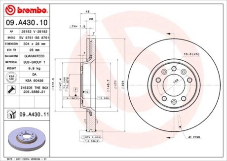 Гальмівний диск brembo 09.A430.10