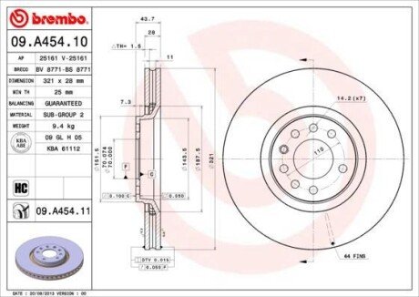 Гальмівний диск brembo 09.A454.11