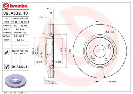 Гальмівний диск brembo 09.A532.10