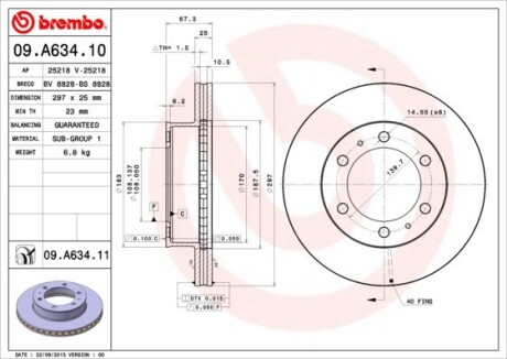 Гальмівний диск brembo 09.A634.10