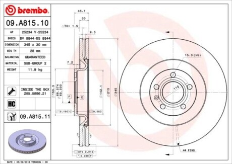 Гальмівний диск brembo 09A81511 (фото 1)