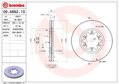 Гальмівний диск brembo 09A86210 (фото 1)