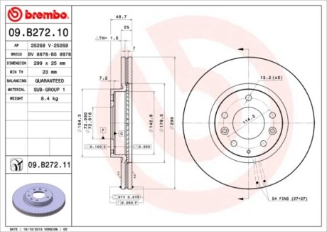 Гальмівний диск brembo 09.B272.10