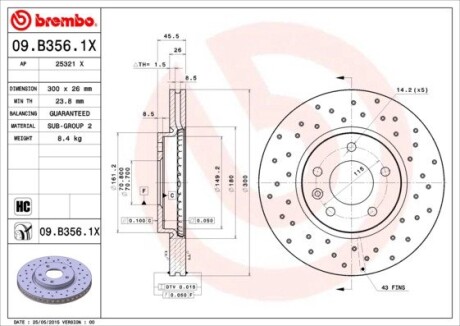 Гальмівний диск brembo 09.B356.1X