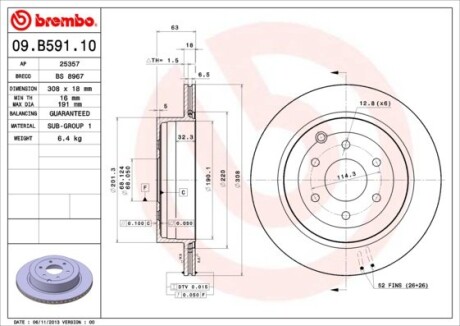 Гальмівний диск brembo 09.B591.10