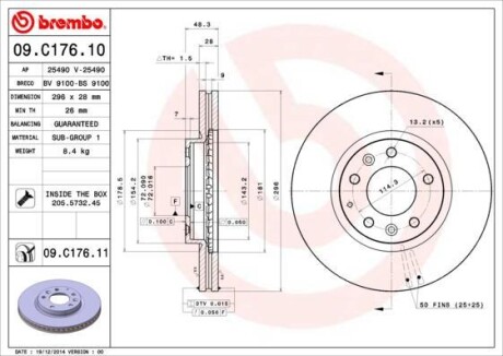 Гальмівний диск brembo 09.C176.11