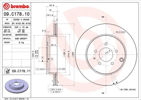 Гальмівний диск brembo 09.C178.11