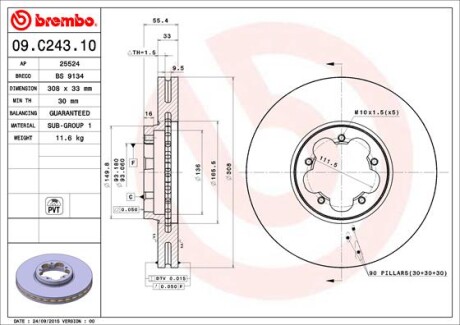 Гальмівний диск brembo 09.C243.10