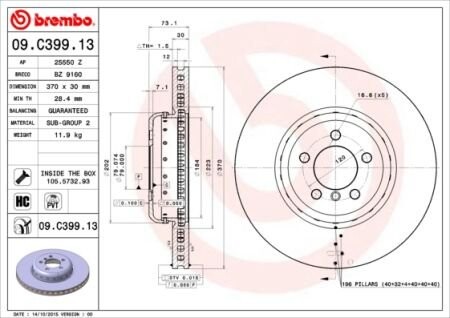 Гальмівний диск brembo 09.C399.13