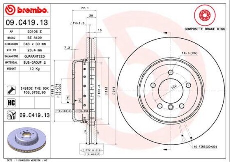 Гальмівний диск brembo 09.C419.13