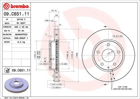 Гальмівний диск brembo 09.C651.11