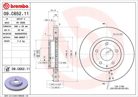 Гальмівний диск brembo 09.C652.11