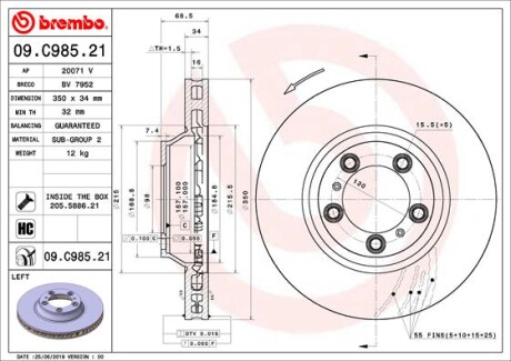 Гальмівний диск brembo 09.C985.21