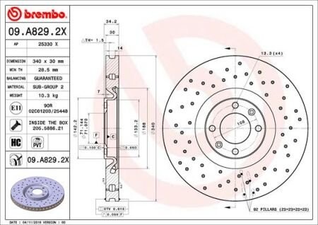 Гальмівний диск brembo 09.D096.13