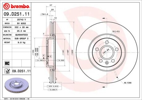 Тормозной диск brembo 09.D251.11