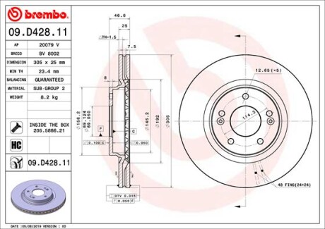 Гальмівний диск brembo 09.D428.11