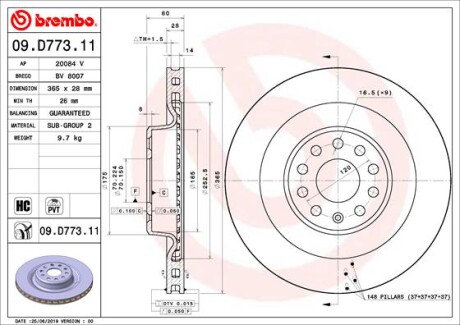 Гальмівний диск brembo 09.D773.11