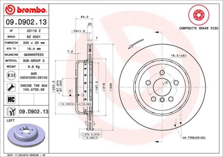 Гальмівний диск brembo 09D90213 (фото 1)