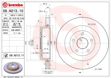 Гальмівний диск brembo 09.N213.11