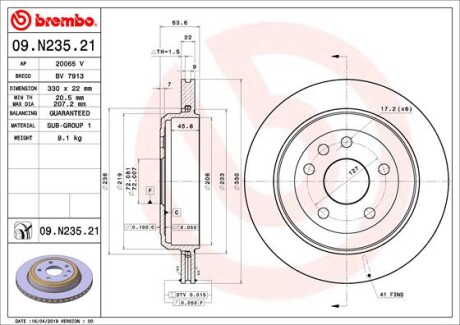 Гальмівний диск brembo 09.N235.21