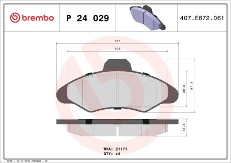 Гальмівні колодки дискові brembo p24 029