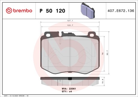 Гальмівні колодки дискові brembo p50 120