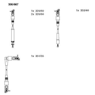 Проводи запалювання Opel Kadett 2.0i 86-93 (к-кт) bremi 300/667