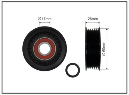 Ролик натяжний. гладкий caffaro 84-91