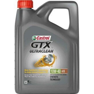 Масло ДВС 10W-40 GTX ULTRACLEAN API SN, ACEA A/B, RN 0700/RN 0710,4л, п/синт. castrol 15F123