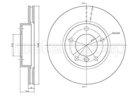 BMW диск гальмівний перед. (вентил.) E36/46 1,6-2,8 (286*22) cifam 800-474C