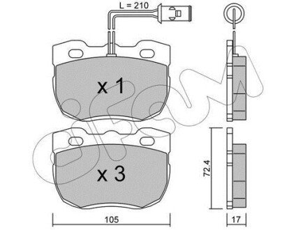 LAND ROVER Гальмівні колодки передні DISCOVERY I 2.5 89-, RANGE ROVER I 2.5 92- cifam 822-177-0