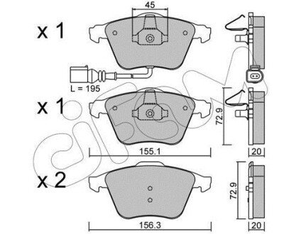 Гальмівні колодки перед. AUDI A3/TT VW Golf V, Passat 05- SEAT Leon (з датчик.) cifam 822-549-4