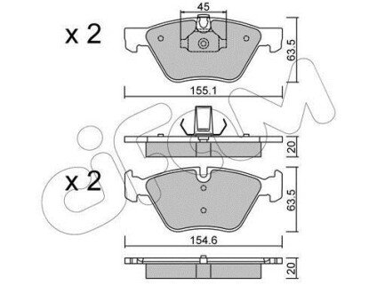 Гальмівні колодки перед. BMW 3 90/91/92 5 E60/61 cifam 822-557-3