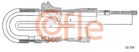 Трос ручных тормозов правый (барабанный.) cofle 10754