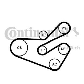 Комплект (ремінь+ролики) contitech 6PK1740K3